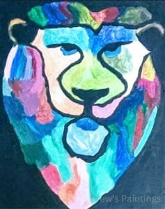“Baron Von Roar” – A Majestic Golden Lion Painting by Autistic Artist Drew A bold, abstract lion painting titled "Baron Von Roar," created by autistic artist Drew Whitaker. Featuring rich golden, amber, and earthy tones, this artwork captures the strength, wisdom, and royal presence of the king of the jungle.