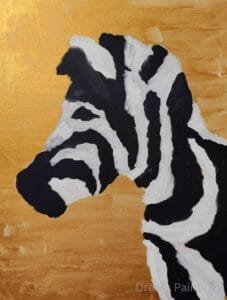 “Felix Stripewell” – A Bold Abstract Zebra Painting by Autistic Artist Drew A striking abstract zebra painting titled "Felix Stripewell," created by autistic artist Drew Whitaker. Featuring bold black and white patterns with vibrant artistic accents, this piece captures the unique elegance and wild spirit of the zebra.